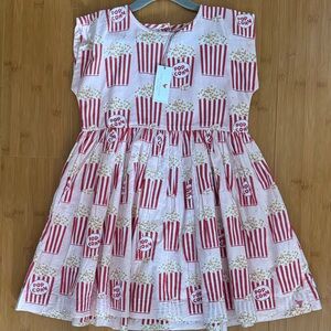 Pink Chicken Girls Popcorn Print Dress